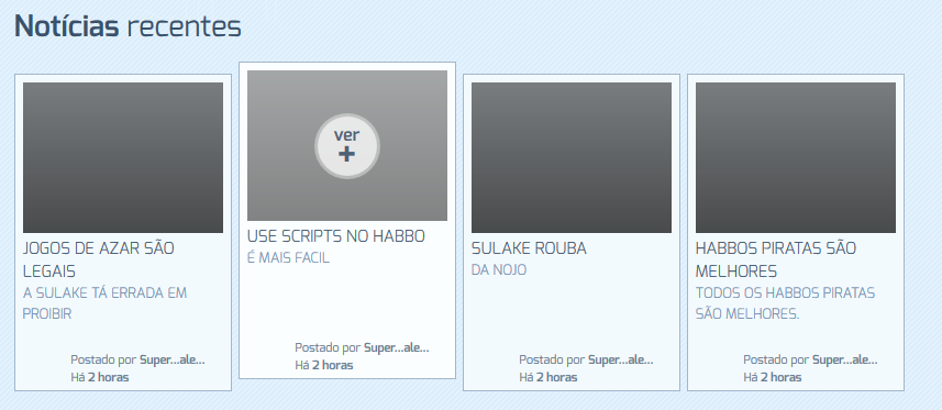 Site da Habboz após alguém ter postado notícias indevidas